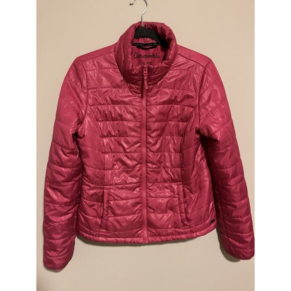 Aeropostale Puffer Jacket Hot Pink Med/Large Full Zip Lightweight 2012 EUC - Picture 2 of 9